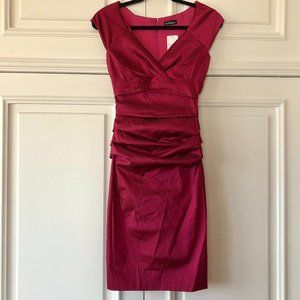 *NWT* Cranberry Pleated-Waist Cap-Sleeve Cocktail Dress - Made in Canada - XXS